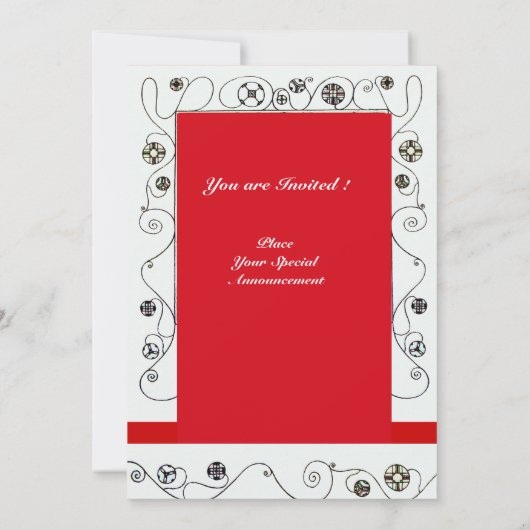 Invitation MAGIE DU PRINTEMPS, rouge vif noir blanc vert (Dos)