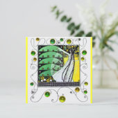 Invitation MAGIE DU PRINTEMPS vert clair blanc jaune (Debout devant)