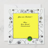 Invitation MAGIE DU PRINTEMPS vert clair blanc jaune (Dos)