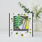 Invitation MAGIE DU PRINTEMPS vert clair blanc jaune (Debout devant)