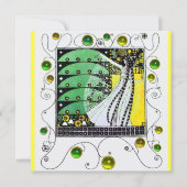 Invitation MAGIE DU PRINTEMPS vert vif jaune blanc (Devant)