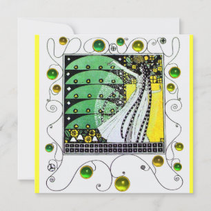 Invitation MAGIE DU PRINTEMPS vert vif jaune blanc