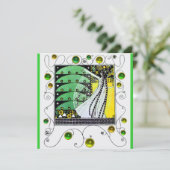 Invitation MAGIE DU PRINTEMPS vert vif jaune blanc (Debout devant)