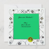 Invitation MAGIE DU PRINTEMPS vert vif jaune blanc (Dos)