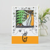 Invitation MAGIE DU PRINTEMPS, vert vif, jaune noir (Debout devant)