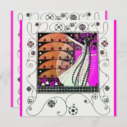 Invitation MAGIE DU PRINTEMPS violet blanc marron clair (Devant / Derrière)