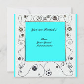 Invitation MAGIE DU PRINTEMPS, violet foncé aqua bleu vif (Dos)