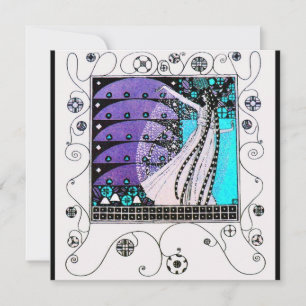 Invitation MAGIE DU PRINTEMPS, violet noir aqua bleu vif