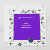 Invitation MAGIE DU PRINTEMPS,violet noir aqua bleu vif (Dos)