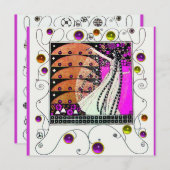 Invitation MAGIE DU PRINTEMPS violet noir brun clair (Devant / Derrière)