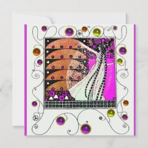 Invitation MAGIE DU PRINTEMPS violet noir brun vif