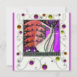 Invitation MAGIE DU PRINTEMPS violet noir rouge brun vif