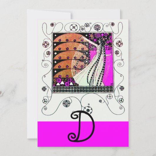 Invitation MAGIE DU PRINTEMPS ,violet vif  marron noir (Devant)