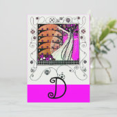 Invitation MAGIE DU PRINTEMPS ,violet vif  marron noir (Debout devant)