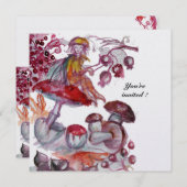 Invitation MAGIE FOLLET DE CHAMPIGNONS blanc glace violet rou (Devant / Derrière)