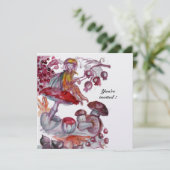 Invitation MAGIE FOLLET DE CHAMPIGNONS blanc glace violet rou (Debout devant)