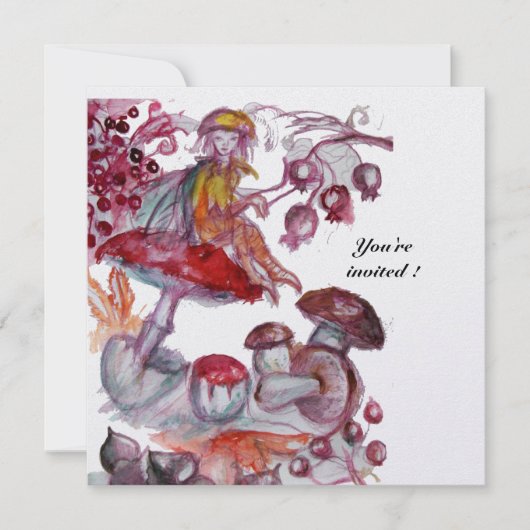 Invitation MAGIE FOLLET DE CHAMPIGNONS blanc glace violet rou (Devant)