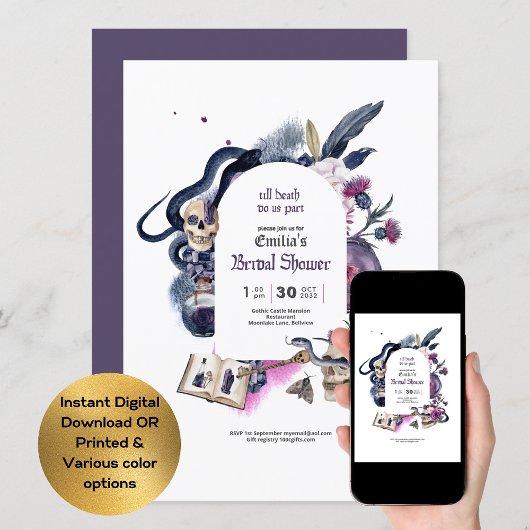 Invitation Magie gothique Halloween Fête des mariées sorcière