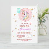 Invitation Magie Heure Rainbow Baby Unicorn premier anniversa (Debout devant)