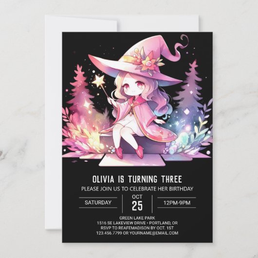 Invitation Magie mignonne Anniversaire (Devant)