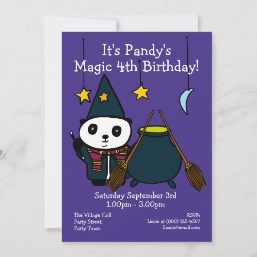 Invitation Magie mignonne Assistant Panda fête d'anniversaire (Devant)