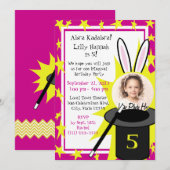 Invitation Magie moi Anniversaire rose (Devant / Derrière)