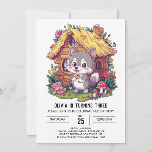 Invitation Magie Mystical Digital Wolf anniversaire (Devant)