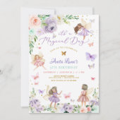 Invitation Magie ONE Purple Rose Papillon Fée Anniversaire (Devant)