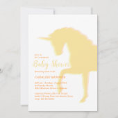 Invitation Magie Prancing Yellow Unicorn Baby shower (Devant)