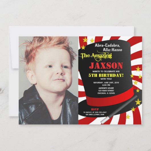 Invitation Magie show fête anniversaire magicien photo (Devant)