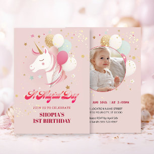 Invitation Magique 1er Anniversaire Unicorn
