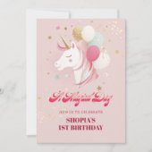 Invitation Magique 1er Anniversaire Unicorn (Devant)