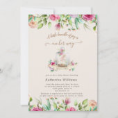 invitation magique à baby shower floral unicorne (Devant)