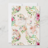 invitation magique à baby shower floral unicorne (Dos)