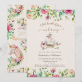 invitation magique à baby shower floral unicorne (Devant / Derrière)