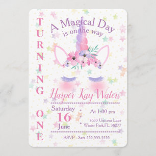 Invitation magique à l'anniversaire de l'Unicorne