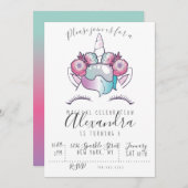Invitation magique à l'anniversaire de l'Unicorne (Devant / Derrière)