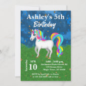 Invitation Magique adorable Unicorne 5e fête d'anniversaire (Devant)