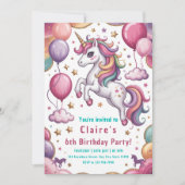 Invitation Magique Anniversaire de Licorne 6 ans (Devant)