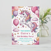 Invitation Magique Anniversaire de Licorne 6 ans (Debout devant)