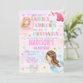 Invitation magique Anniversaire Sirène Unicorn Fée (Debout devant)