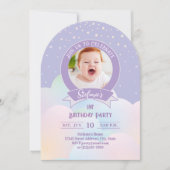 Invitation Magique Arc-en-ciel Petites étoiles Enfants Photo (Devant)