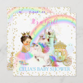 Invitation Magique Arc en Ciel Princesse Castle Carriage Unic (Devant / Derrière)