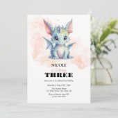 Invitation Magique Bébé Bébé Dragon Fairytale Enfant Annivers (Debout devant)