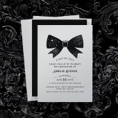 Invitation Magique Black Bow Silver Shimmer Graduation Party