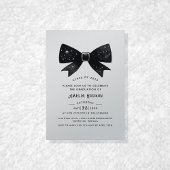 Invitation Magique Black Bow Silver Shimmer Graduation Party