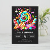 Invitation Magique Candyland coloré Anniversaire (Debout devant)