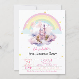 Invitation Magique Château Nuages Étoiles Anniversaire Invita