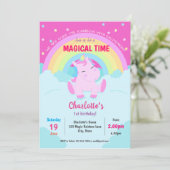 Invitation Magique Cute Unicorn Anniversaire (Debout devant)