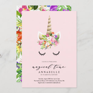 Invitation magique d'anniversaire de licorne de